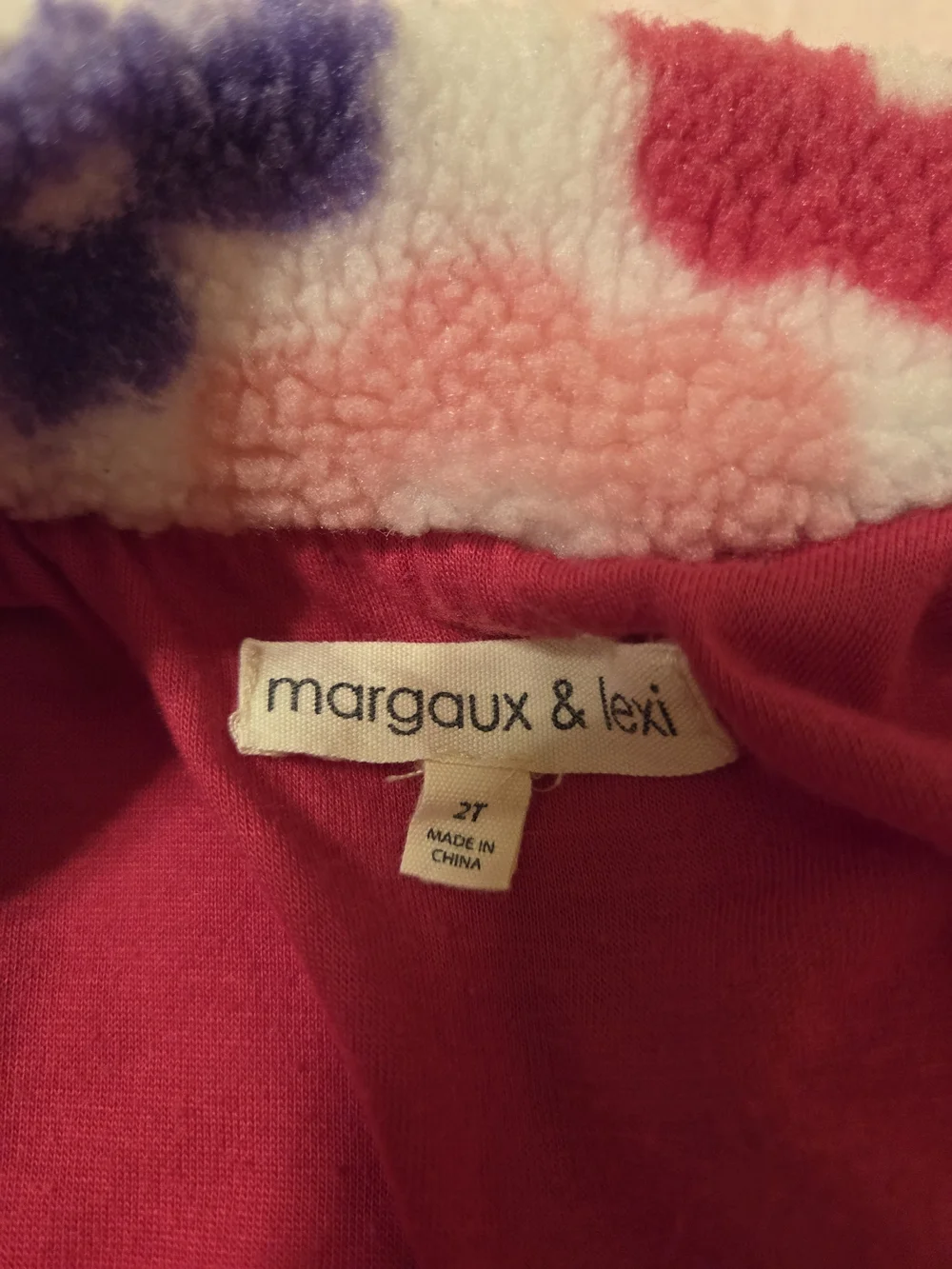 Girls 2T Floral Fleece Zip Jacket in Pink, Purple & White